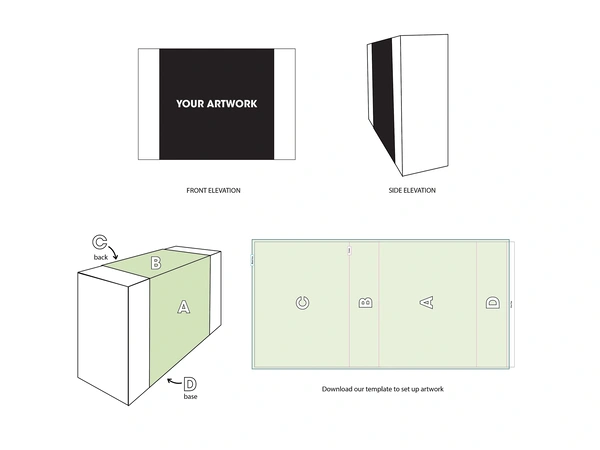  Schematic of artwork for box sleeves